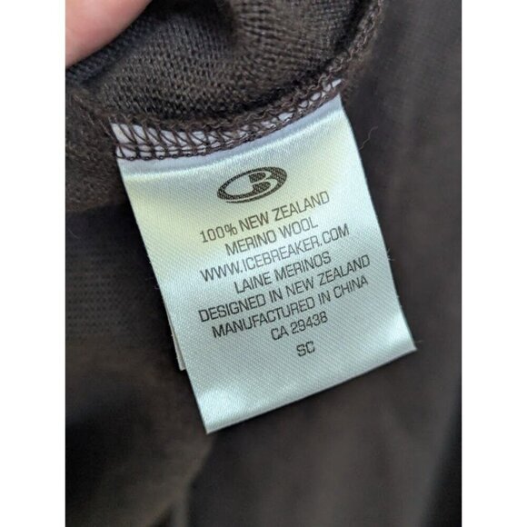 Icebreaker Sport Merino Wool Mens XL 1/4 Zip Pullover Sweater Top Brown Striped - Picture 6 of 10